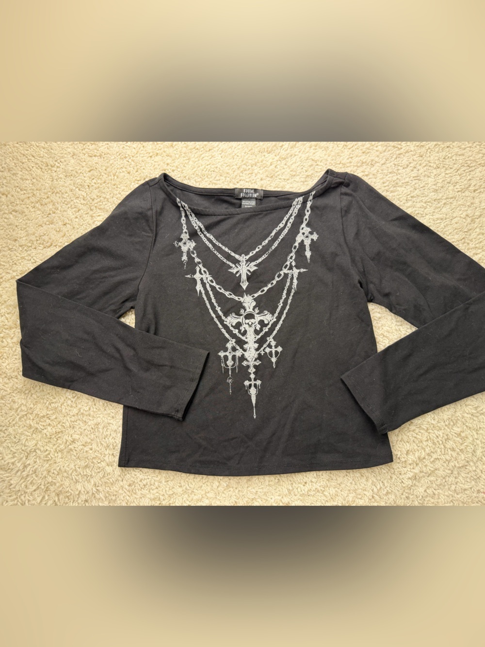 Sz XL Social Collision Cross Chain LS Tee NWT